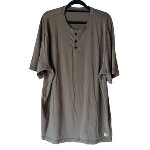 Vuori Henley Mens XL Charcoal Grey T-shirt Pima Cotton Gym Casual Comfort